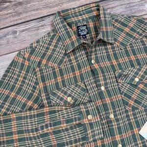 Prps Mens Green Multi Plaid Western Flannel Snap Shirt Size Large NEW